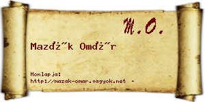 Mazák Omár névjegykártya